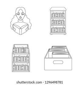 Isolated object of  and  library  symbol. Collection of  and textbook  stock vector illustration.
