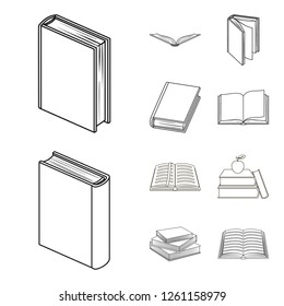 Isolated object of library and textbook icon. Collection of library and school stock vector illustration.