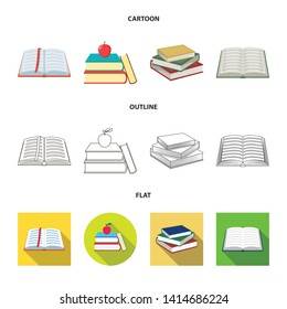 Isolated object of library and textbook icon. Collection of library and school vector icon for stock. Isolated object of library and textbook icon. Collection of library and school vector icon for stock.