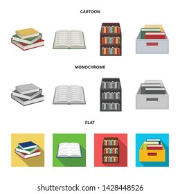 Isolated object of library and textbook icon. Collection of library and school vector icon for stock.