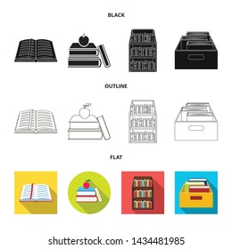 Isolated object of library and textbook icon. Collection of library and school stock vector illustration.