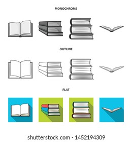 Isolated object of library and textbook icon. Set of library and school stock vector illustration.