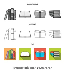 Isolated object of library and textbook logo. Collection of library and school stock symbol for web.