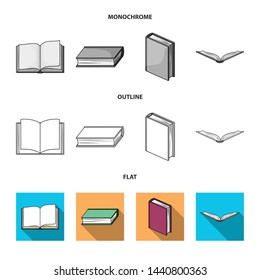 Isolated object of library and textbook logo. Collection of library and school stock vector illustration.