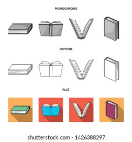 Isolated object of library and textbook sign. Collection of library and school vector icon for stock.
