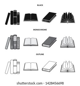 Isolated object of library and textbook sign. Set of library and school stock symbol for web.