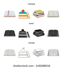 Isolated object of library and textbook sign. Set of library and school stock vector illustration.