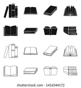 Isolated object of library and textbook symbol. Set of library and school vector icon for stock.