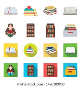 Isolated object of library and textbook symbol. Collection of library and school stock vector illustration.