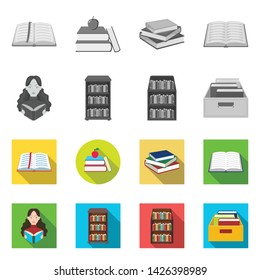 Isolated object of library and textbook symbol. Set of library and school vector icon for stock.