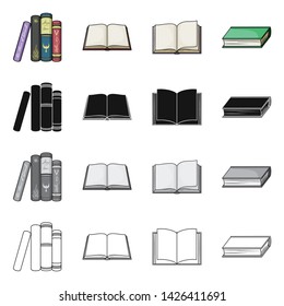 Isolated object of library and textbook symbol. Set of library and school stock symbol for web.