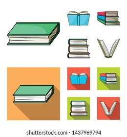 Isolated object of library and textbook symbol. Set of library and school stock symbol for web.