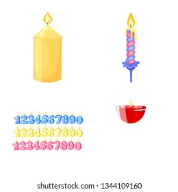 Isolated object of light and wax icon. Collection of light and ceremony  stock vector illustration.