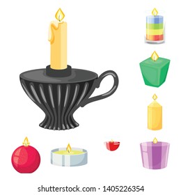 Isolated object of light and wax symbol. Set of light and ceremony  stock vector illustration.