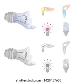 Isolated object of lightbulb and ecolam logo. Collection of lightbulb and modern vector icon for stock.