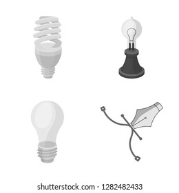Isolated object of  and lightbulb symbol. Collection of  and idea stock vector illustration.