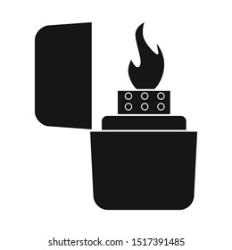 Isolated object of lighter and butane symbol. Graphic of lighter and flame stock vector illustration.