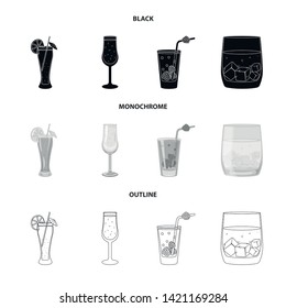 Isolated object of liquor and restaurant icon. Collection of liquor and ingredient stock vector illustration.