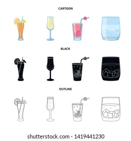 Isolated object of liquor and restaurant logo. Collection of liquor and ingredient vector icon for stock.