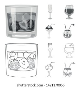 Isolated object of liquor and restaurant logo. Collection of liquor and ingredient stock vector illustration.