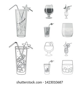Isolated object of liquor and restaurant logo. Collection of liquor and ingredient vector icon for stock.