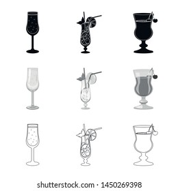 Isolated object of liquor and restaurant logo. Collection of liquor and ingredient vector icon for stock.