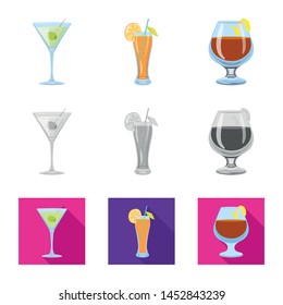 Isolated object of liquor and restaurant logo. Set of liquor and ingredient stock vector illustration.