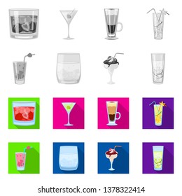 Isolated object of liquor and restaurant sign. Set of liquor and ingredient stock symbol for web.