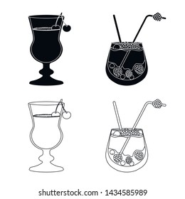 Isolated object of liquor and restaurant sign. Collection of liquor and ingredient stock symbol for web.