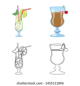 Isolated object of liquor and restaurant sign. Collection of liquor and ingredient vector icon for stock.