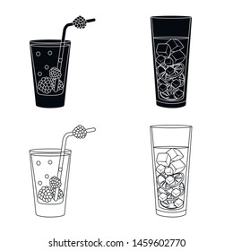 Isolated object of liquor and restaurant sign. Set of liquor and ingredient stock symbol for web.