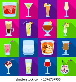 Isolated object of liquor and restaurant symbol. Set of liquor and ingredient stock vector illustration.