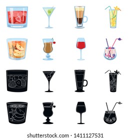 Isolated object of liquor and restaurant symbol. Set of liquor and ingredient vector icon for stock.