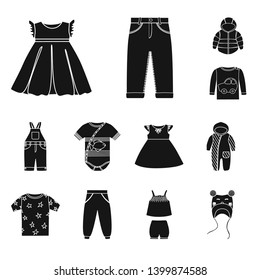 Isolated object of little and cotton symbol. Collection of little and kid stock vector illustration.