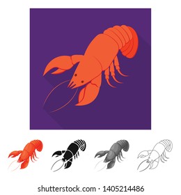 Isolated object of lobster and red icon. Collection of lobster and underwater stock symbol for web.