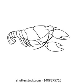 Isolated object of lobster and red sign. Collection of lobster and fresh  stock symbol for web.