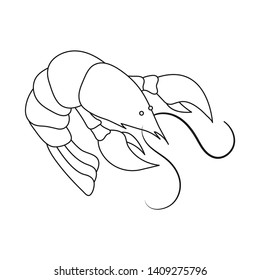 Isolated object of lobster and red sign. Set of lobster and fresh  stock symbol for web.