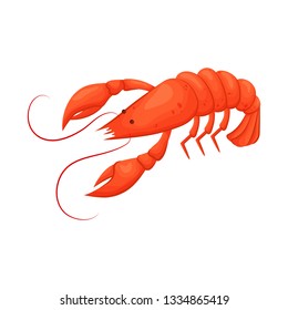 Isolated object of lobster and red symbol. Set of lobster and fresh  stock symbol for web.
