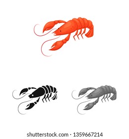 Isolated object of lobster and red symbol. Collection of lobster and fresh  stock symbol for web.
