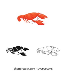 Isolated object of lobster and red symbol. Collection of lobster and fresh  stock vector illustration.