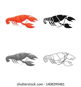 Isolated object of lobster and red symbol. Set of lobster and fresh  stock vector illustration.