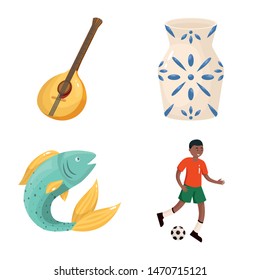 Objeto aislado de y logo. Conjunto de ilustraciones vectoriales de material de viaje.