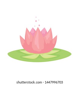 Isolated object of lotus and flower logo. Collection of lotus and pond stock vector illustration.