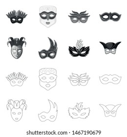 Isolated object of luxury mask and celebration icon. Collection of luxury and hide stock vector illustration.