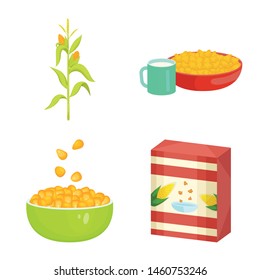 Isolated object of maize and food logo. Collection of maize and crop stock symbol for web.