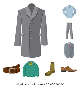 Isolated object of man and clothing icon. Collection of man and wear vector icon for stock.