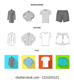 Isolated object of man and clothing icon. Collection of man and wear vector icon for stock.