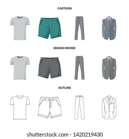 Isolated object of man and clothing icon. Collection of man and wear vector icon for stock.