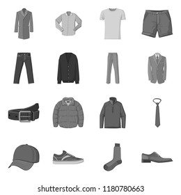 Isolated object of man and clothing logo. Collection of man and wear stock vector illustration.