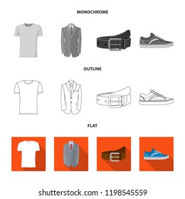 Isolated object of man and clothing logo. Collection of man and wear stock symbol for web.